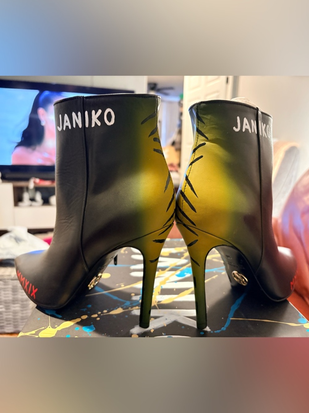 Janiko new in box hand painted Gradient Stiletto Ankle Boots